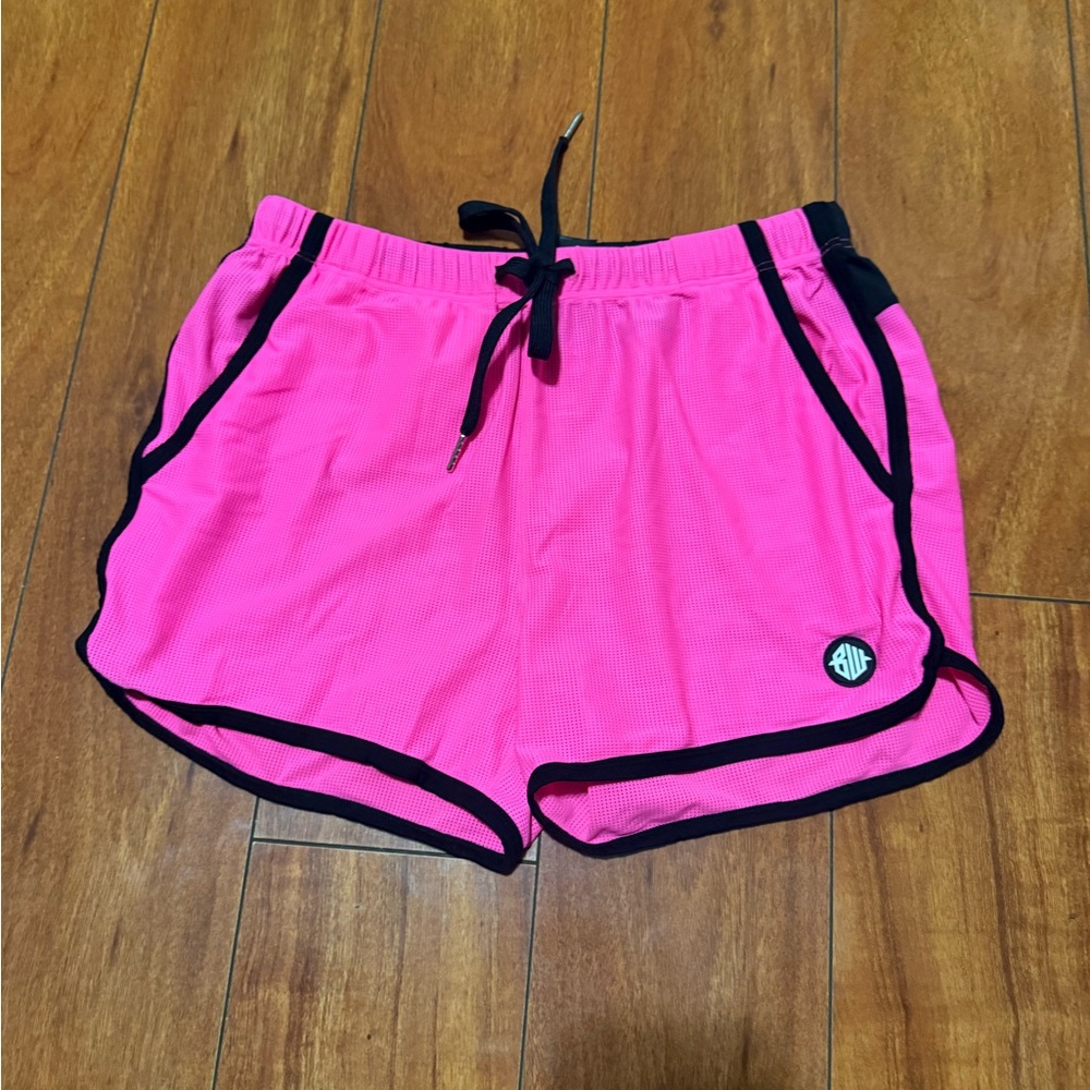 Breedwell men  Hot Pink Athletic Shorts with Black Trim
